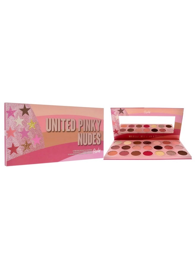 Rude - Cosmetics United Pinky Nudes 21 Pressed Pigment And Shadows Palette Eye Shadow Women 0.74 Oz - Image 1