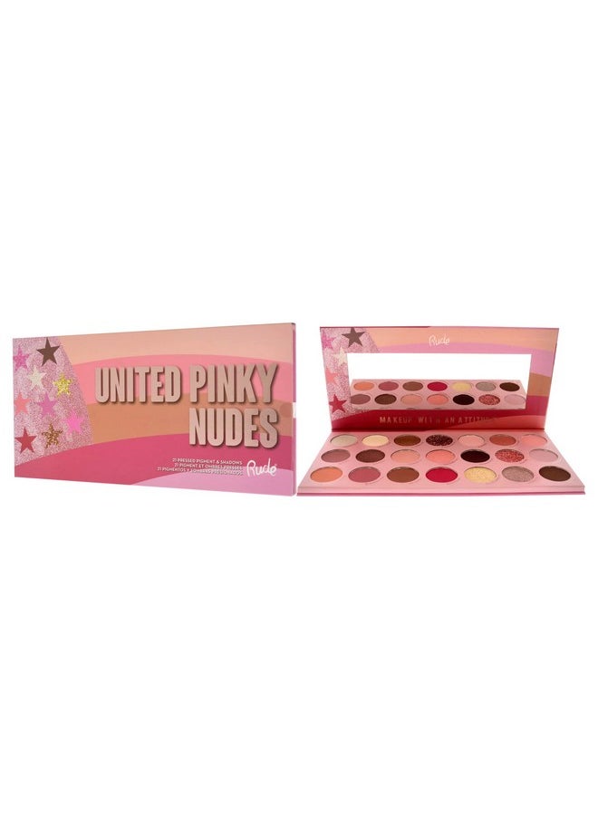 Rude - Cosmetics United Pinky Nudes 21 Pressed Pigment And Shadows Palette Eye Shadow Women 0.74 Oz - Image 1