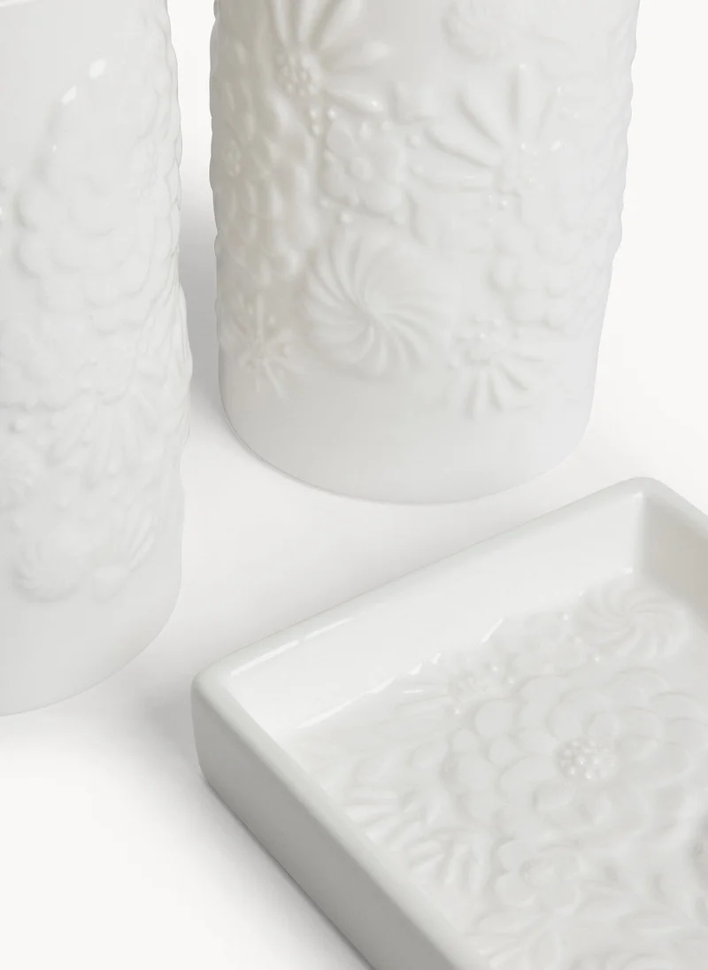 Coincasa Floral Ceramic Bathroom Accessories Set 3 Piece
