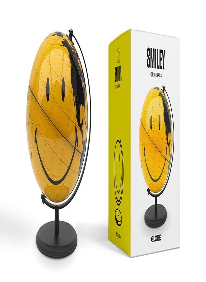 Suck UK Smiley Face World Globe | Office Accessories | Smiley Face Desk Decor & Office Desk Accessories | Office Desk Decor & Bookshelf Decor | For Children & Kids | Yellow - Image 1