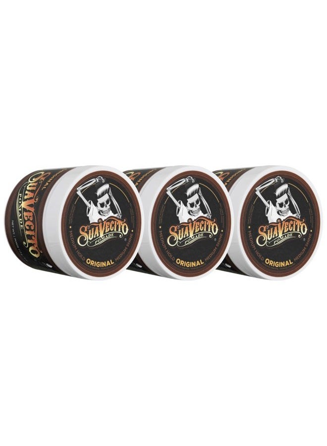 SUAVECITO Pomade Original Hold 4 oz, 3 Pack - Medium Hold Hair Pomade For Men - Medium Shine Water Based Wax Like Flake Free Hair Gel - Easy To Wash Out - All Day Hold For All Hairstyles - Image 1