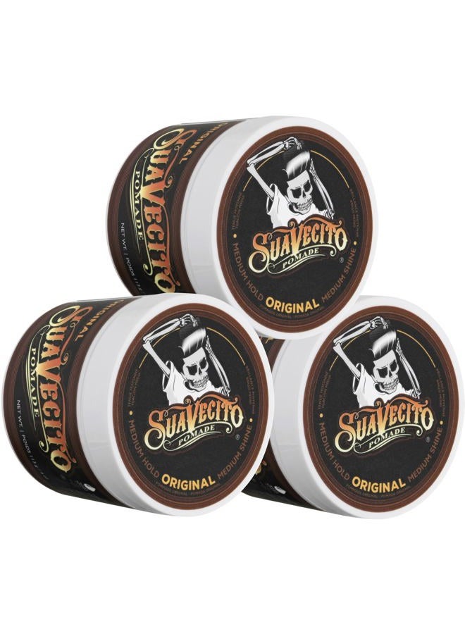 SUAVECITO Pomade Original Hold 4 oz, 3 Pack - Medium Hold Hair Pomade For Men - Medium Shine Water Based Wax Like Flake Free Hair Gel - Easy To Wash Out - All Day Hold For All Hairstyles - Image 2