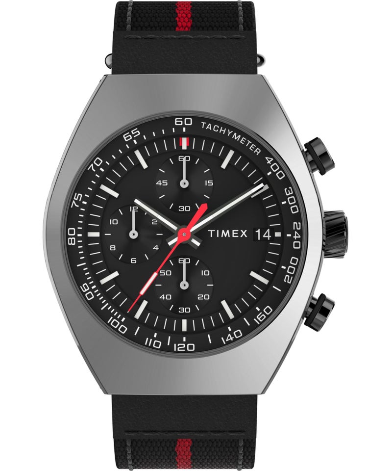 Timex Men's Legacy Tonneau 42mm Watch - Black Strap Black Dial Gunmetal Case - Image 1