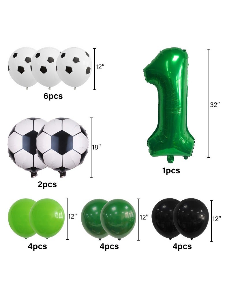 MIXDE 32 Inch Soccer Balloons Set 5st Birthday Decoration Green Number 5 Foil Soccer Balloon Black Star Balloons for Children's Boys Birthday Party Football Themed Party Supplies (1) - Image 3