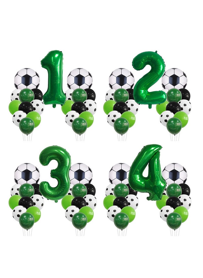 MIXDE 32 Inch Soccer Balloons Set 5st Birthday Decoration Green Number 5 Foil Soccer Balloon Black Star Balloons for Children's Boys Birthday Party Football Themed Party Supplies (1) - Image 2
