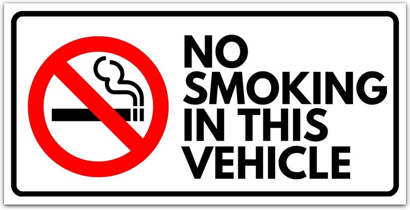 ARS Pack Of 8 x No smoking stickers for vehicles & cars 3x1.5 inch - No smoking sign for business decals - Self-adhesive premium Vinyl - UV resistant, waterproof, anti scratch for Outdoor and Indoor - Image 4