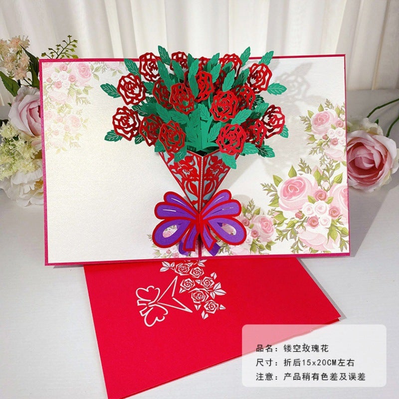 Christmas Greeting Card Ins Style Butterfly Dance Sunflower High-End 3D New Style Chinese Valentine'S Day Pop-Up Card Creative Handmade - Image 1