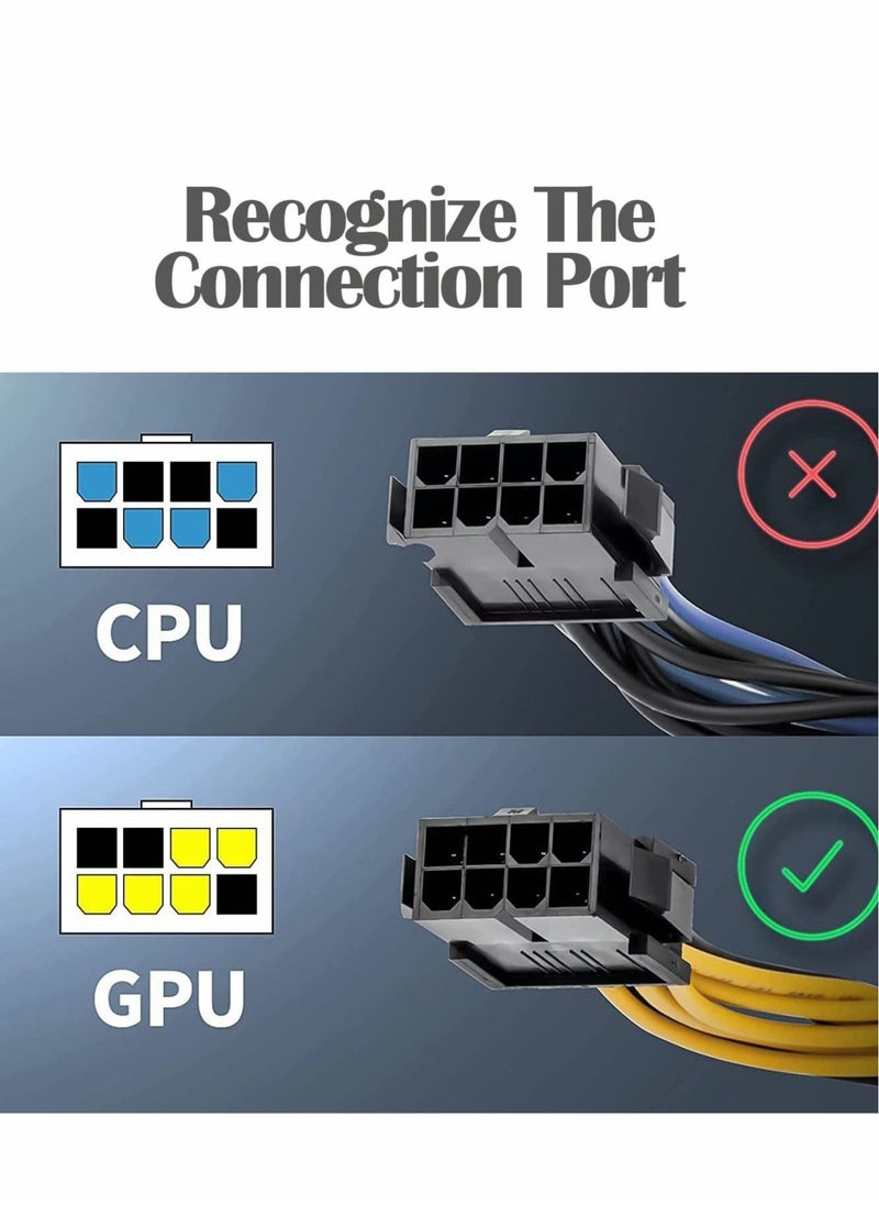 PCI-e Splitter Cable, 6 Pin Male to Dual 8 Pin (6+2) Male 80cm GPU Power Splitter Cable for Mining PCI-E PCI Express Cable