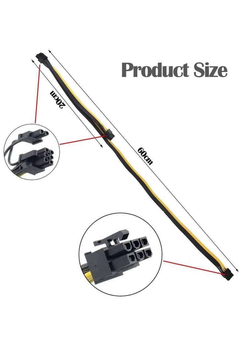 PCI-e Splitter Cable, 6 Pin Male to Dual 8 Pin (6+2) Male 80cm GPU Power Splitter Cable for Mining PCI-E PCI Express Cable