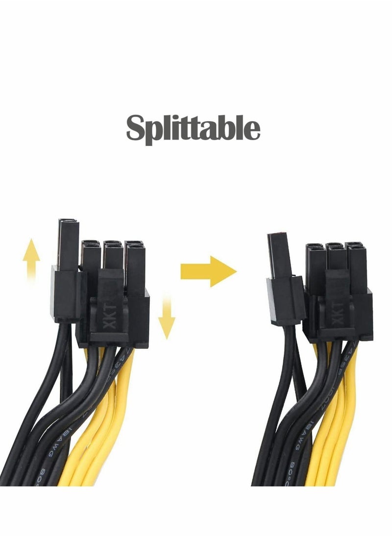 PCI-e Splitter Cable, 6 Pin Male to Dual 8 Pin (6+2) Male 80cm GPU Power Splitter Cable for Mining PCI-E PCI Express Cable