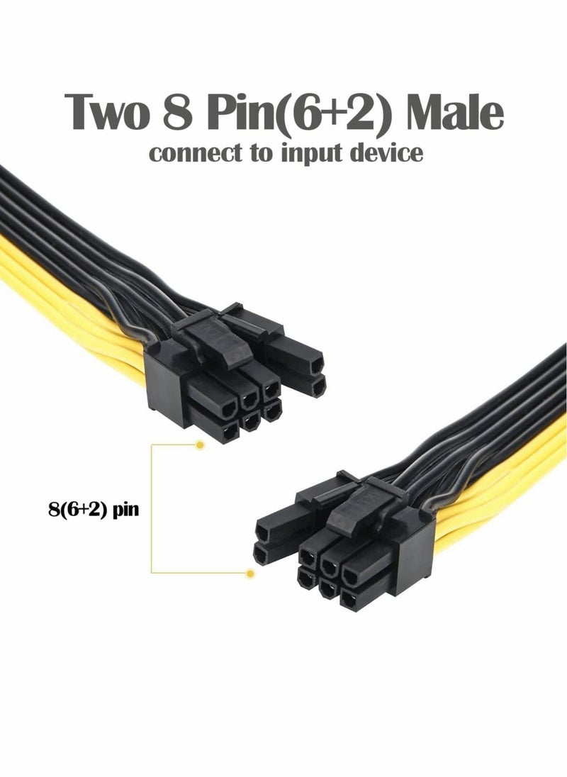 PCI-e Splitter Cable, 6 Pin Male to Dual 8 Pin (6+2) Male 80cm GPU Power Splitter Cable for Mining PCI-E PCI Express Cable