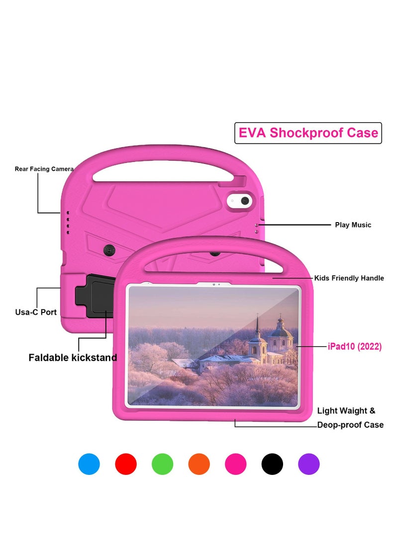 GULFLINK Lightweight Kids Friendly Shockproof Handle Stand Cover Case for IPad 10th 10.9 inch 2022(A2757/A2777）Rose red - Image 5