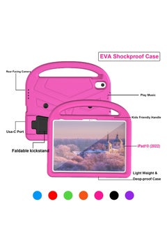 GULFLINK Lightweight Kids Friendly Shockproof Handle Stand Cover Case for IPad 10th 10.9 inch 2022(A2757/A2777）Rose red  - Image 5