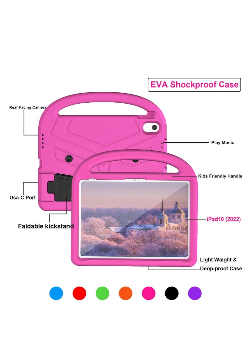 GULFLINK - Lightweight Kids Friendly Shockproof Handle Stand Cover Case for IPad 10th 10.9 inch 2022(A2757/A2777）Rose red - Image 1