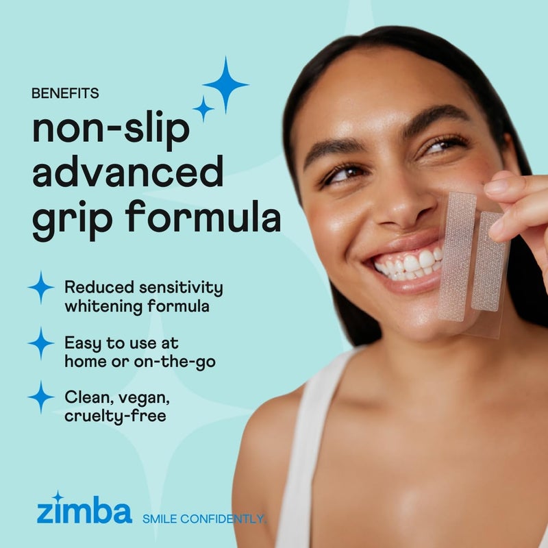 Zimba Peppermint Flavored Teeth Whitening Strips | Vegan, Enamel Safe Hydrogen Peroxide Teeth Whitener for Coffee, Wine, Tobacco, and Other Stains | 14 Day Treatment | Peppermint - Image 4