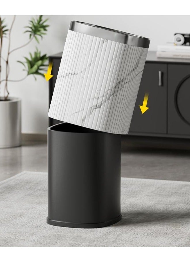 Waste Bin Square Garbage Bin Bathroom Wastebasket Plastic Large capacity Trash Can for Living Room Kitchen Bathroom（Brown gold circle）12L  - Image 3