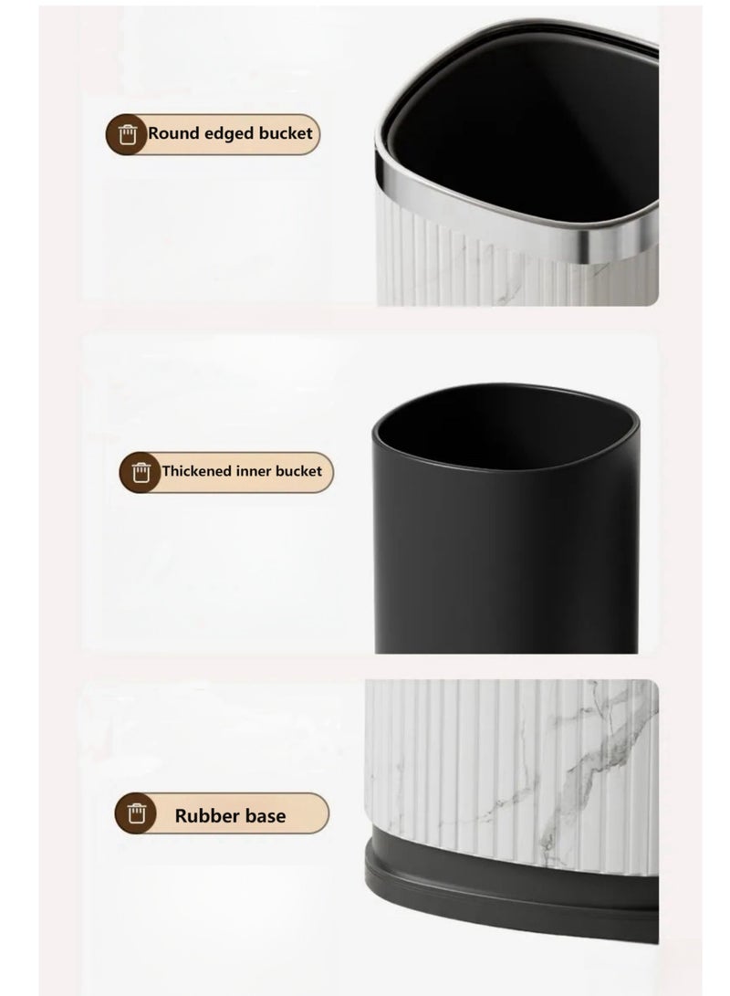 Waste Bin Square Garbage Bin Bathroom Wastebasket Plastic Large capacity Trash Can for Living Room Kitchen Bathroom（Brown gold circle）12L  - Image 5