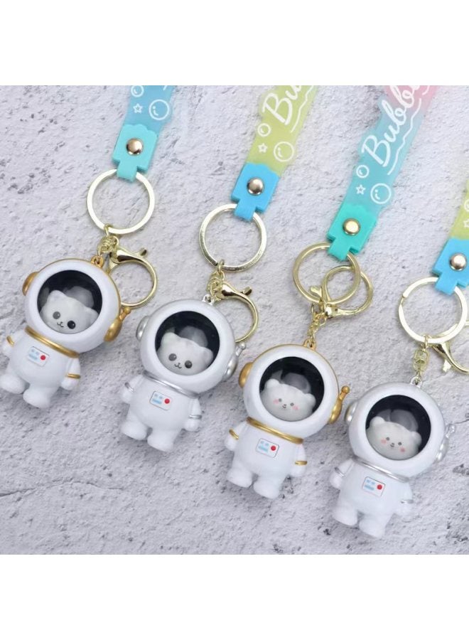 Luminous Backpack Keychain Trendy Lighted Luminous Starry Sky Astronaut Glossy Doll Car Keychain Small Gift 