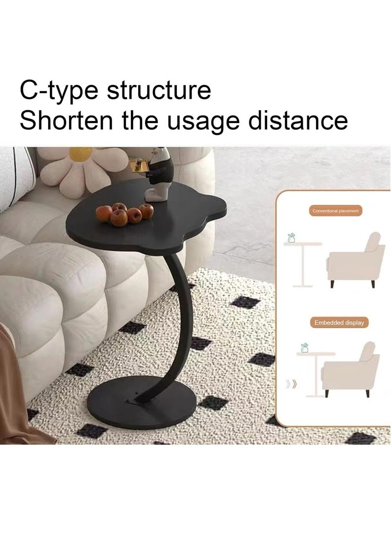 شو وو طاولة جانبية صغيرة على شكل حرف C، طاولة جانبية أسفل الأريكة، طاولة سرير مستديرة ضيقة، طاولة قهوة، طاولة عشاء لغرفة المعيشة، غرفة النوم، الدراسة، المساحات الصغيرة، صينية تلفزيون للوجبات الخفيفة والمشروبات - Image 2