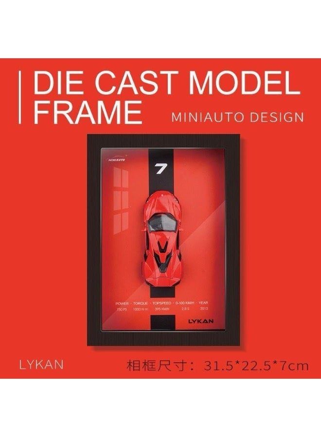 Wheels 3D Sports Car Frame | Wall Art | Wooden Frame model with Removable Die cast Cars, Lights, Pull-Back Action & Opening Doors | Collectible Display for Car Lovers (LYKAN) - Image 4