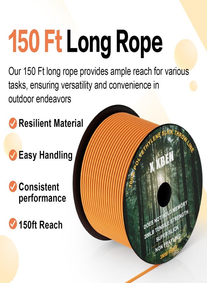 X XBEN XBEN Arborist Throw Line Kit with 15oz Throw Weight, 150ft 3/19" Slick Rope & Reflective Storage Bag, Polyester Coated for Tree Trimming, Camping, Forestry Gear (4"x6" Orange Bag) - Image 5