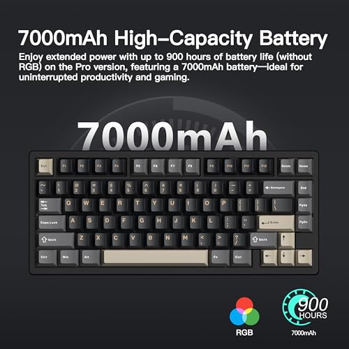 KEEBMONKEY WOBKEY Rainy 75 CNC Aluminum HMX/JWK/Cocoa Switches Triple-Mode Connectivity Mechanical Keyboard with Superior Acoustics, RGB/FR4/Silver SUS304/7000mAh/Cocoa Switch (Pro - Black) - Image 3