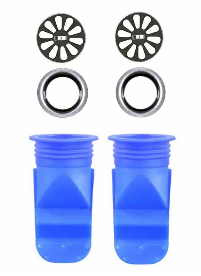 Excefore Drain Backflow Preventer, 2 Pcs Floor Drain Strainer Mesh Drain Cover, Round Lid Silicone Core Toilet Anti-odor Taste Inner Core Sealing Ring（Silicone & Stainless Steel)  - Image 1