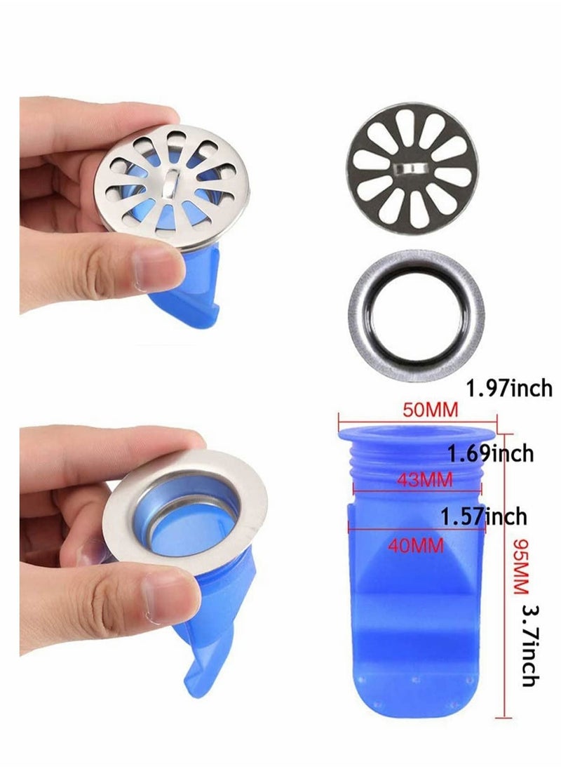 Excefore Drain Backflow Preventer, 2 Pcs Floor Drain Strainer Mesh Drain Cover, Round Lid Silicone Core Toilet Anti-odor Taste Inner Core Sealing Ring（Silicone & Stainless Steel)  - Image 5