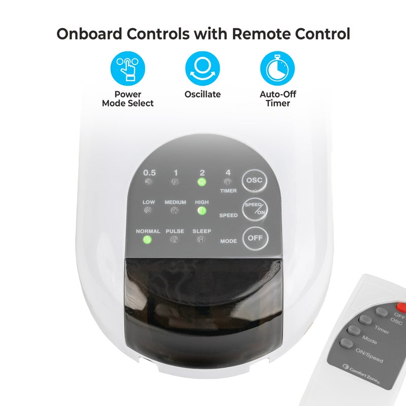 Comfort Zone 16-inch Wall Mount Fan with Remote Control, Quiet 3-Speed Operation, Timer, Adjustable Tilt â€“ Ideal for Bedroom, Home, Gym & Office - Image 2