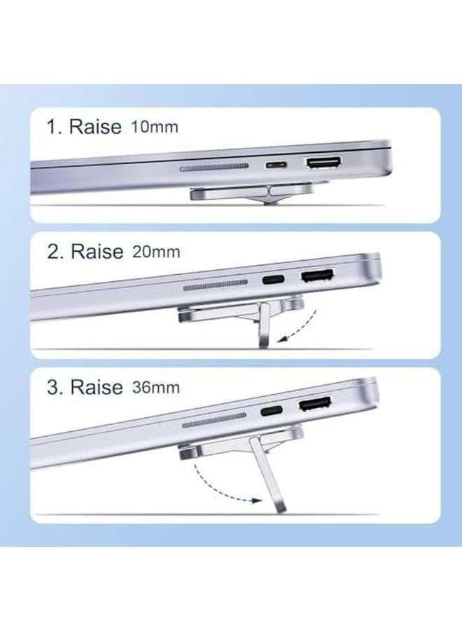 erorex Ergonomic Laptop Keyboard Kickstand Foldable Self Adhesive Mini Invisible Computer Keyboard Riser Adjustable Height For Macbook Dell Hp And Other 10 17 Inches Laptop 2Pcs Silver - Image 3