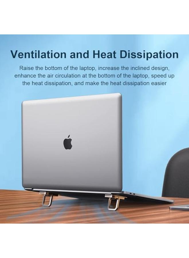 erorex Ergonomic Laptop Keyboard Kickstand Foldable Self Adhesive Mini Invisible Computer Keyboard Riser Adjustable Height For Macbook Dell Hp And Other 10 17 Inches Laptop 2Pcs Silver - Image 2