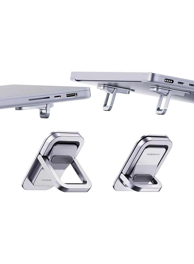 erorex Ergonomic Laptop Keyboard Kickstand Foldable Self Adhesive Mini Invisible Computer Keyboard Riser Adjustable Height For Macbook Dell Hp And Other 10 17 Inches Laptop 2Pcs Silver - Image 1