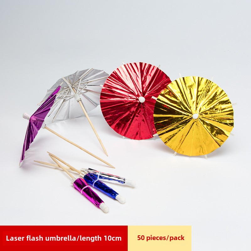 Colorful Cocktail Umbrella Picks Aluminum foil laser umbrella 10cm 