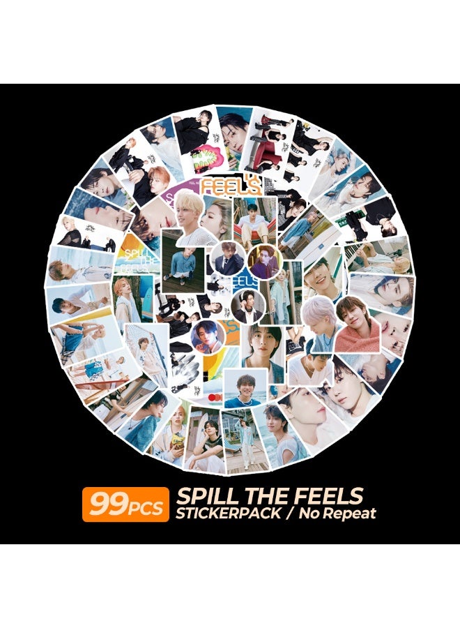 NIBEMINENT 99 Pcs Kpop SEVENTEEN SPILL THE FEELS Deco Kit Waterproof Stickers, High Definition Printing Bright Colors, Suitable for Laptop Skateboard Luggage Water Bottle Guitar DIY - Image 1