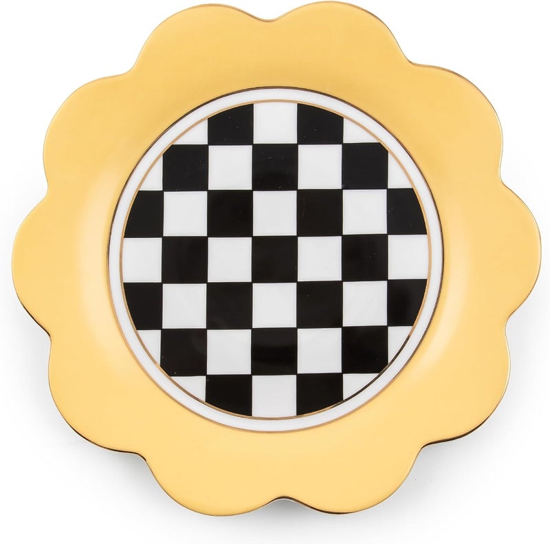 mackenzie childs MACKENZIECHILDS Butterfly Toile Ceramic Dinner Plate 11 Inches Buttercream - Image 1