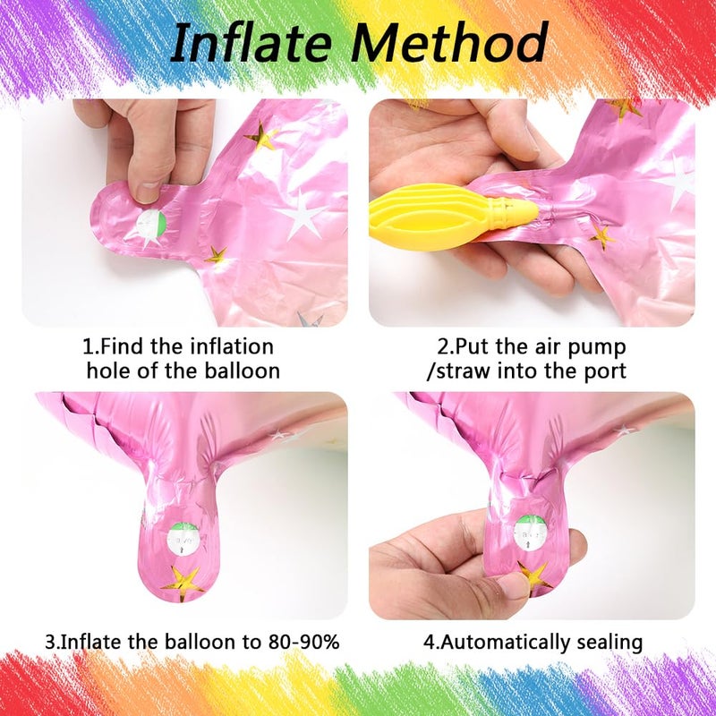 Heukikt Unicorn 5th Birthday Party Decorations for Girl Purple Pink Theme Balloon Set, Large Rainbow Unicorn Helium Balloons with Heart and Star Baby Shower Kids Supplies (number 5 set) - Image 4
