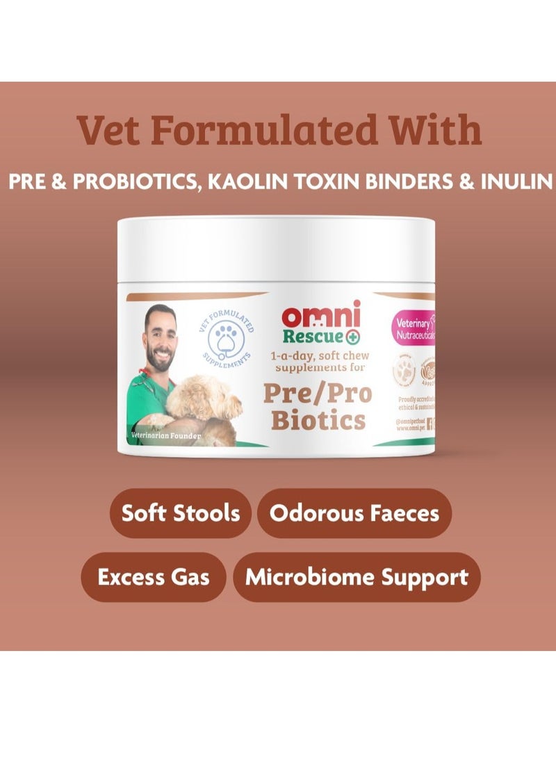 Omni Dog Supplements Pre and Probiotics for Dogs Gut Health One a Day Vet Grade Dog Chews with Inulin Kaolin and Bacillus Velezensis  Enhances Digestive Health 30 Servings Large Dog 30 plus Kg - Image 4