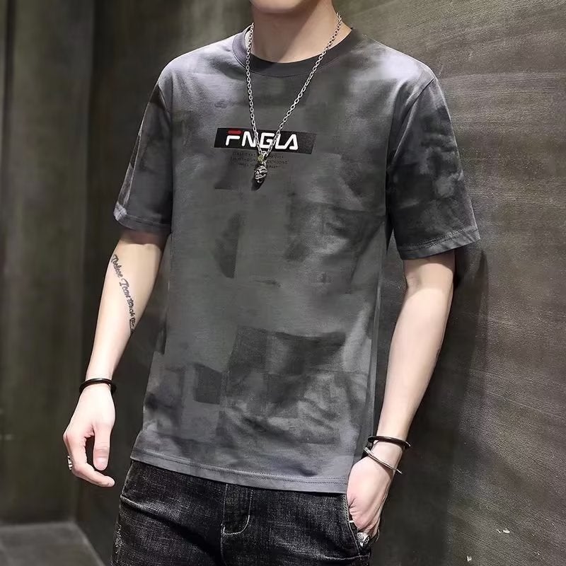 Summer new men's graffiti short sleeve student loose plus size round neck camouflage T-shirt ins trendy couple top - Image 3