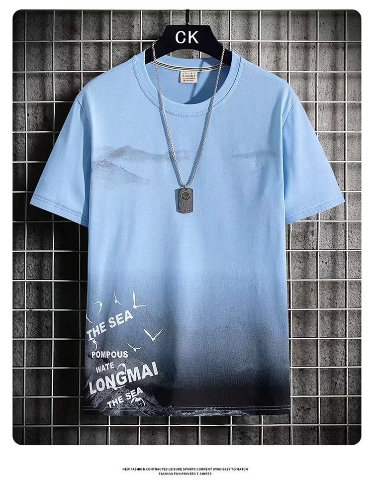 Summer new men's graffiti short sleeve student loose plus size round neck camouflage T-shirt ins trendy couple top - Image 1
