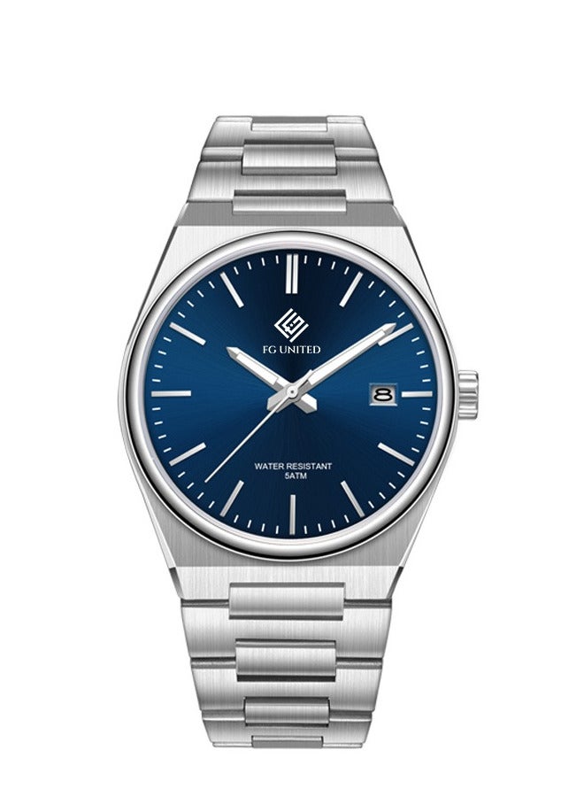 FG UNITED Mens Luxury Bling Quartz Sky Navy Blue Dial watch 40mm - FG5003