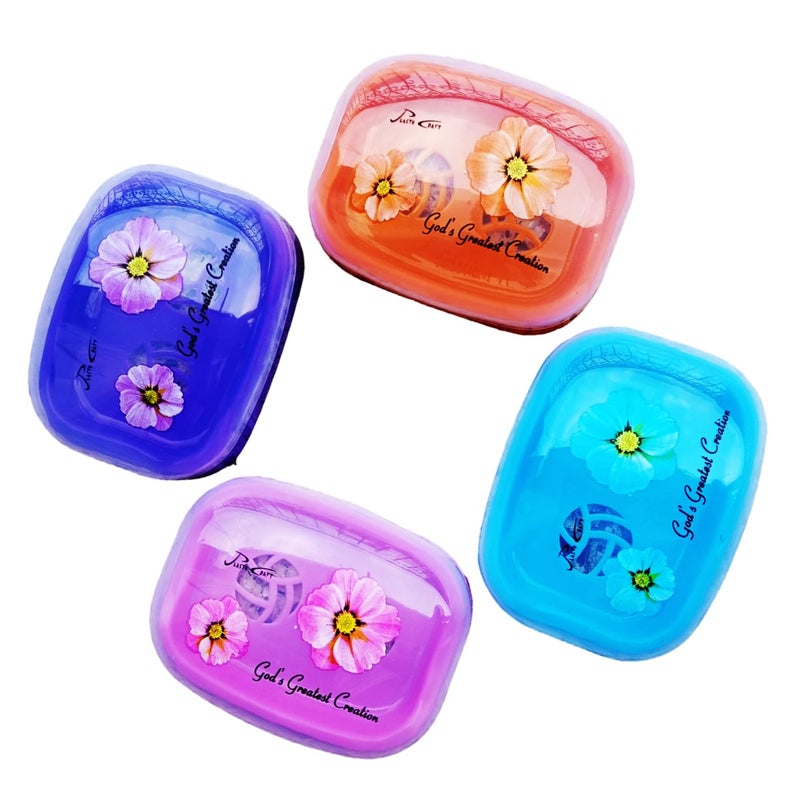 Crazygol Flora Soap Case with Lid for Bathroom and Kitchen, Set of 4 (Standard Size, Multicolor) - Image 1