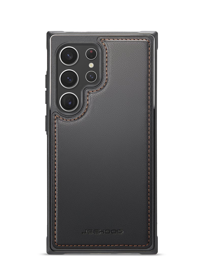 JEEHOOD CaseMe Phone Case Compatible with Samsung Galaxy S22 Ultra Luxury PU Leather Back Cover Cover Compatible with Samsung Galaxy S22 Ultra -Black - Image 3