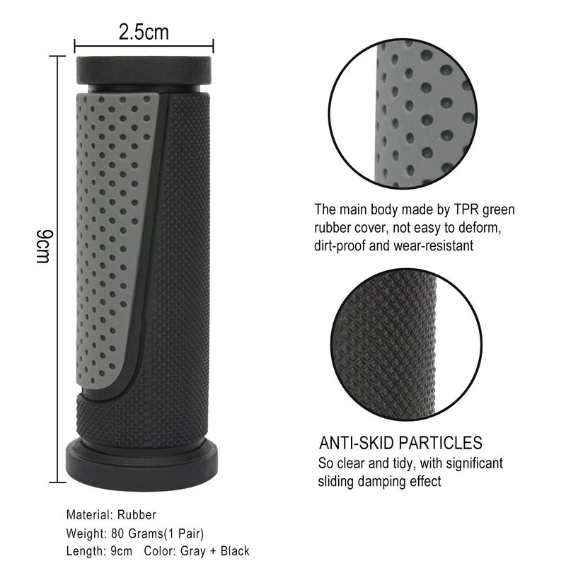 Topcabin 2X Short Mini Handlebar Bicycle Grips Fit Many Standard Bikes 90Mm Length (Black + Grey) - Image 2