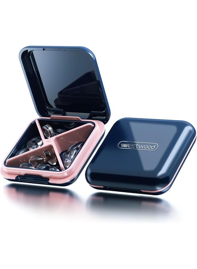 Pill Organizers With Four Compartments, Portable Pill Cases, Compact Pill Box, Waterproof Sealing Pill Container for Purse Pockets, Medicine Holder For Vitamins, Medication, Supplements Fish Oil