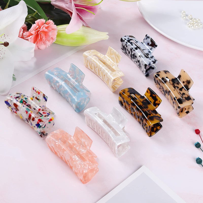 laxizar Hair Claw Clips 8 Pack Tortoise Barrettes Rectangle Shape Clips 3 Inch Fashion Hair Clips for Women - Image 4