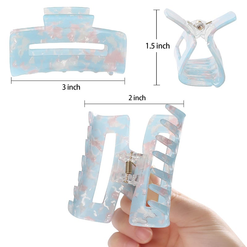 laxizar Hair Claw Clips 8 Pack Tortoise Barrettes Rectangle Shape Clips 3 Inch Fashion Hair Clips for Women - Image 2