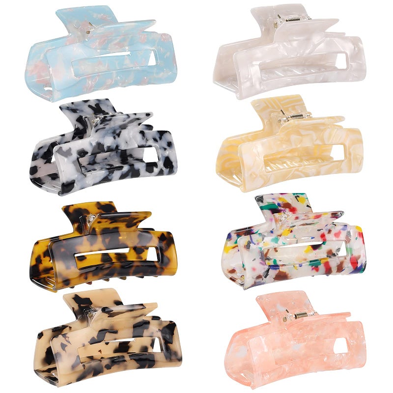 laxizar Hair Claw Clips 8 Pack Tortoise Barrettes Rectangle Shape Clips 3 Inch Fashion Hair Clips for Women - Image 1