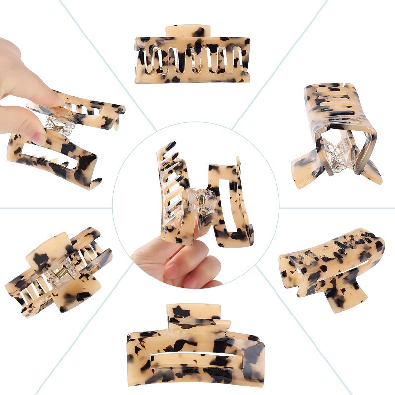 laxizar Hair Claw Clips 8 Pack Tortoise Barrettes Rectangle Shape Clips 3 Inch Fashion Hair Clips for Women - Image 3