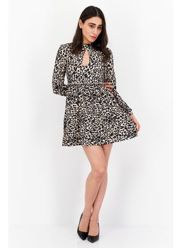 Miss Selfridge Women Petite Keyhole Neck Mini Party Dress, Black Combo  - Image 2