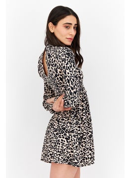 Miss Selfridge Women Petite Keyhole Neck Mini Party Dress, Black Combo  - Image 4